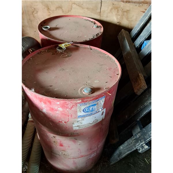 (2) 45 Gal Steel Barrels, Wooden Livestock Rack