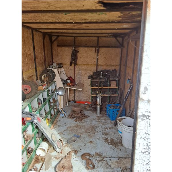 Room Contents - Utility Tires, Auto Lights, Chain Hoist, Bolts, Springs, Hitches