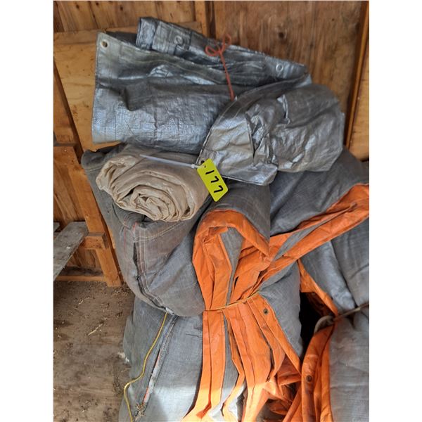 Assorted Tarps - 3 Are Insulated, Vapor Barrier Rolls
