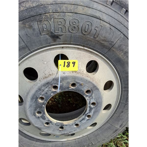 (3) Used "Double Road" Semi Tires w/Rims