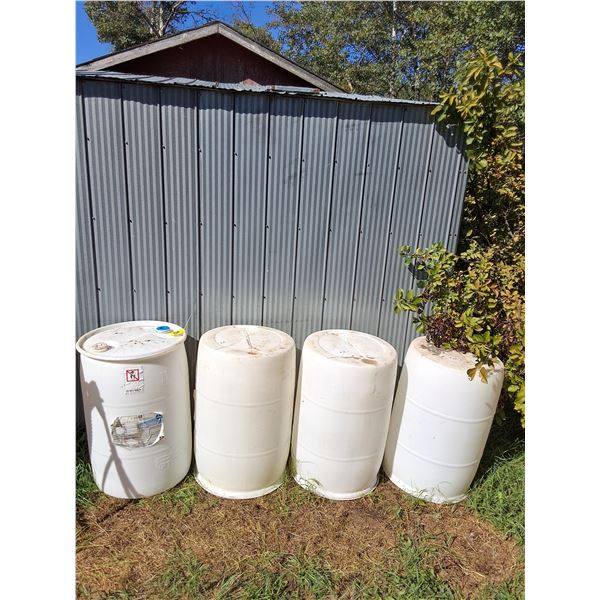 (4) White 208 Litre (55 US Gallon) Drums w/Lids