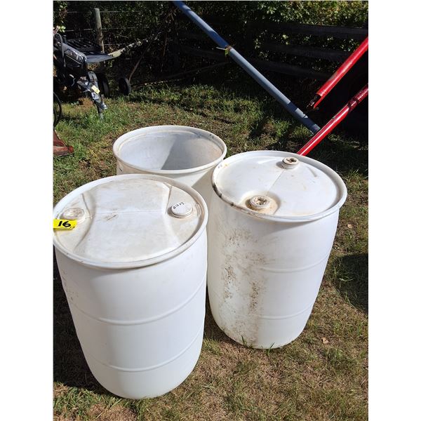 (3) White 208 Litre (55 US Gallon) Drums