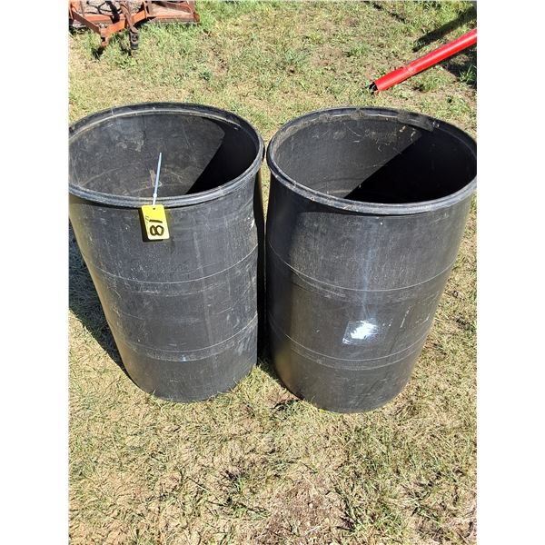(2) Black 208 Litre (55 US Gallon) Drums