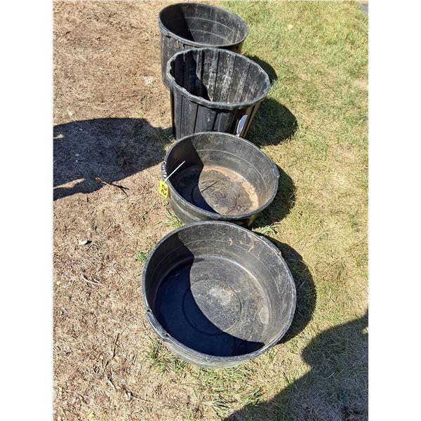 (4) Plastic 24" Diameter Bins (2 - 17" & 2 - 9")