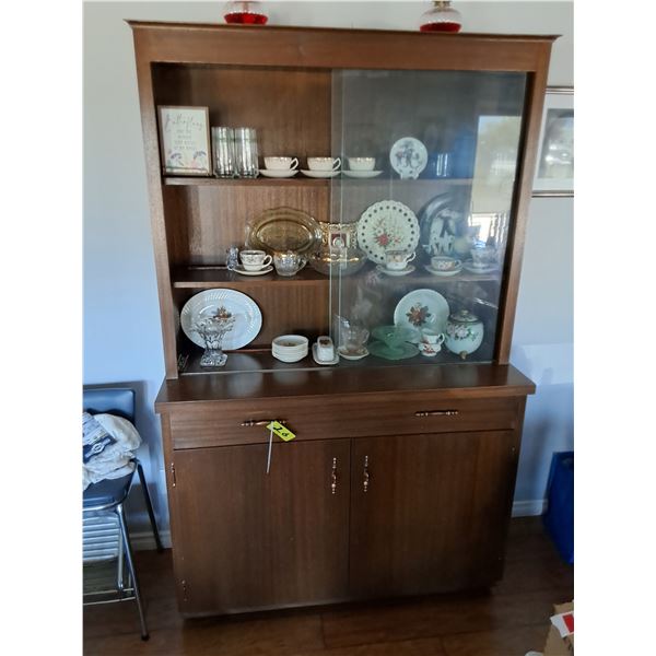 Plywood China Cabinet from 1969 - 79x48x20" - No Contents Included