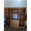 Image 1 : Faux Oak Entertainment Center - 6' x 6' x 21"