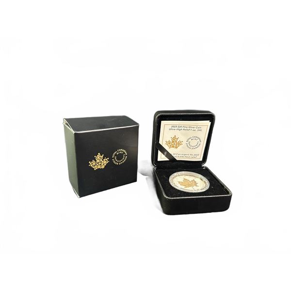 2023 $20 .9999 Fine Silver Coin and Gold Plate Gilded Maple Leaf Royal Canadian Mint 1oz