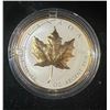 Image 2 : 2023 $20 .9999 Fine Silver Coin and Gold Plate Gilded Maple Leaf Royal Canadian Mint 1oz