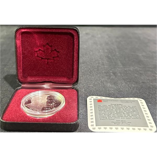 1995 Canadian Silver Proof Dollar Hudson's Bay Company 325th Anniversary