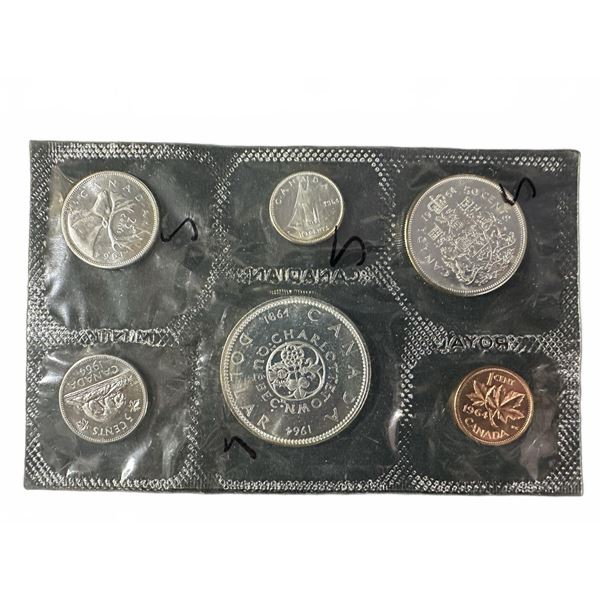 1964 Canadian Uncirculated Coin Set with .800 Silver Dollar