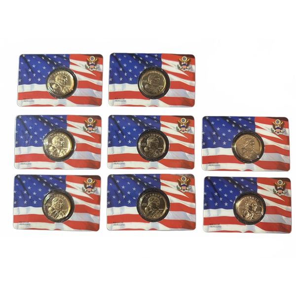 8 Sacagawea Native American Golden Dollars in American Flag Holders