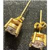 Image 1 : 18K Yellow Gold Stud Earrings with 4mm Round Moissanite Stones