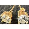 Image 2 : 18K Yellow Gold Stud Earrings with 4mm Round Moissanite Stones