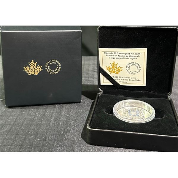 2024 $20 Fine Silver Coin – Sapphire Jubilee Snowflake Brooch