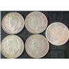 Image 2 : 5 Canadian .800 Silver Half-Dollars, 58g Total