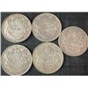 Image 1 : 5 Canadian 50 Cent .800 Silver Coins, 1919-1936, 58g