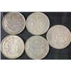 Image 1 : Five Canadian .800 Silver Half-Dollar Coins, 58g, 1.50 Troy Ounces