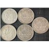 Image 1 : 5 Canadian .800 Silver Half-Dollar Coins, 58g Total, 1.50 Troy Ounces