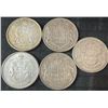 Image 1 : 5 Canadian .800 Silver Half Dollars, 58g Total Weight