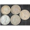 Image 2 : 5 Canadian .800 Silver Half Dollars, 58g Total Weight