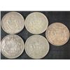 Image 1 : 5 Canadian .800 Silver Half-Dollars, 58g Total