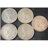 Image 2 : 5 Canadian .800 Silver Half-Dollars, 58g Total