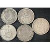 Image 1 : 5 Canadian .800 Silver Half-Dollars, 58g Total