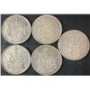 Image 1 : 5 Canadian 50 Cents .800 Silver Coins, 58g Total, 1.50 Troy Oz