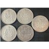 Image 1 : 5 Canadian .800 Silver Half-Dollar Coins, 58g Total Weight