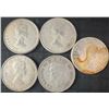 Image 2 : 5 Canadian .800 Silver Half-Dollar Coins, 58g Total Weight