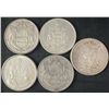 Image 1 : 5 Canadian .800 Silver Half Dollars, 58.3g Total Weight