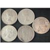 Image 2 : 5 Canadian .800 Silver Half Dollars, 58.3g Total Weight