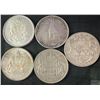 Image 1 : 5 Canadian .800 Silver Half Dollars, 58.3g, 1.5 Troy Oz Silver