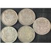 Image 1 : 5 Canadian .800 Silver Half Dollars, 58.3g, 1.5 Troy Oz Silver
