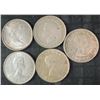 Image 2 : 5 Canadian .800 Silver Half Dollars, 58.3g Total Weight