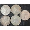 Image 2 : 5 Canadian .800 Silver Half Dollars, 58.3g Total Silver Weight
