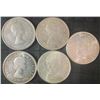 Image 2 : 5 Canadian .800 Silver Half Dollars, 58.3g Total, 1.50oz Silver