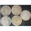 Image 1 : 5 Canadian Silver 50 Cents Coins