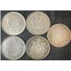 Image 1 : 5 Canadian .800 Silver Half Dollars, 58.3g Total