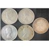 Image 2 : 5 Canadian .800 Silver Half Dollars, 58.3g Total