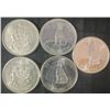 Image 1 : 5 Canadian .800 Silver Half Dollars, 58.3g Total