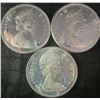 Image 2 : 3 Canadian Silver Dollars 1867-1967, .800 Silver, 70g Total