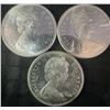 Image 2 : 3 Canadian 1867-1967 .800 Silver Dollars, 70g
