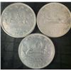 Image 1 : 3 Canadian .800 Silver Dollars, 1966 and 1961, 70g Total