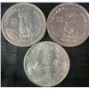 Image 1 : 3 Canadian .800 Silver Dollars 1960, 1988, 70g Total
