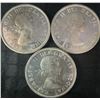 Image 2 : (3) 1959 Canadian Dollar Coins, .800 Silver, 70g Total
