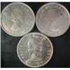 Image 2 : 3 Canadian 1959 .800 Silver Dollars, 70g Total