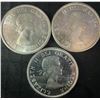 Image 2 : 3 Canadian Silver Dollars 1959, 1959, 1961 .800 Silver 1.8 oz