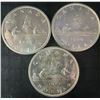 Image 1 : Three .800 Silver Canadian Dollars, 1959 and 1960, 70g Total