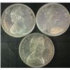 Image 2 : 3 Canadian .800 Silver Dollar Coins 1867-1967 Confederation